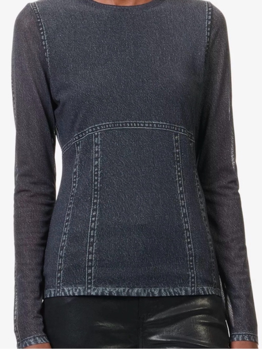 BNWT! Rag & Bone Washed Black Mirimar Mesh Crewneck LS - Size S